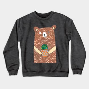 Cute Bear Holding His Plant Crewneck Sweatshirt